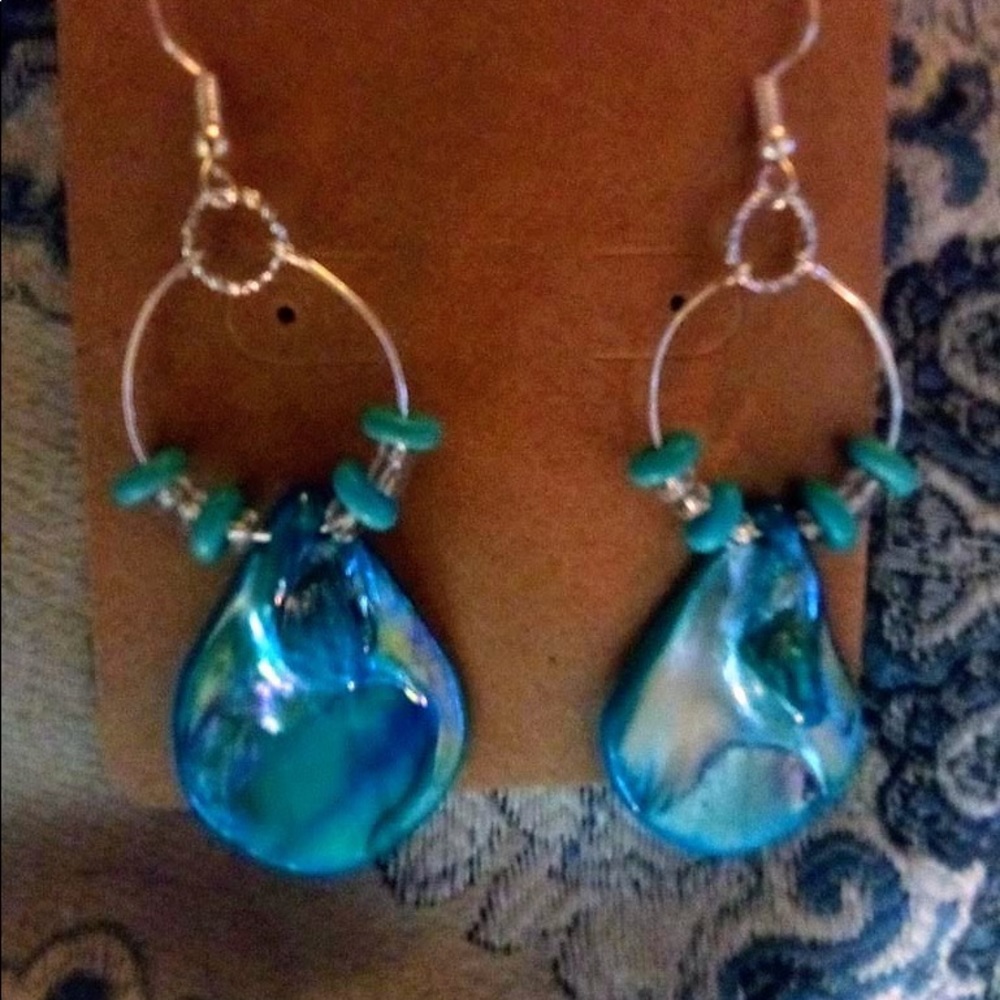 Abalone & turquoise earrings